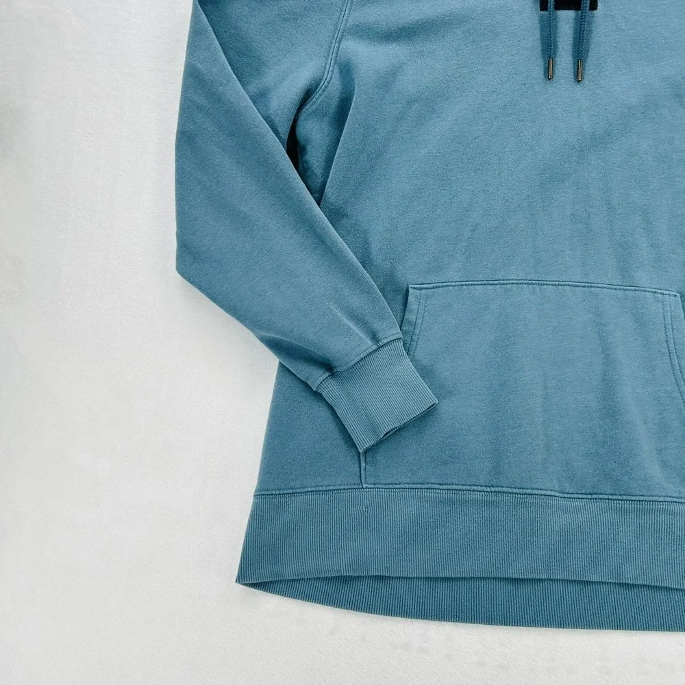 The North Face Hoodie Mens Large Blue Never Stop Exploring Pullover Fleece Logo